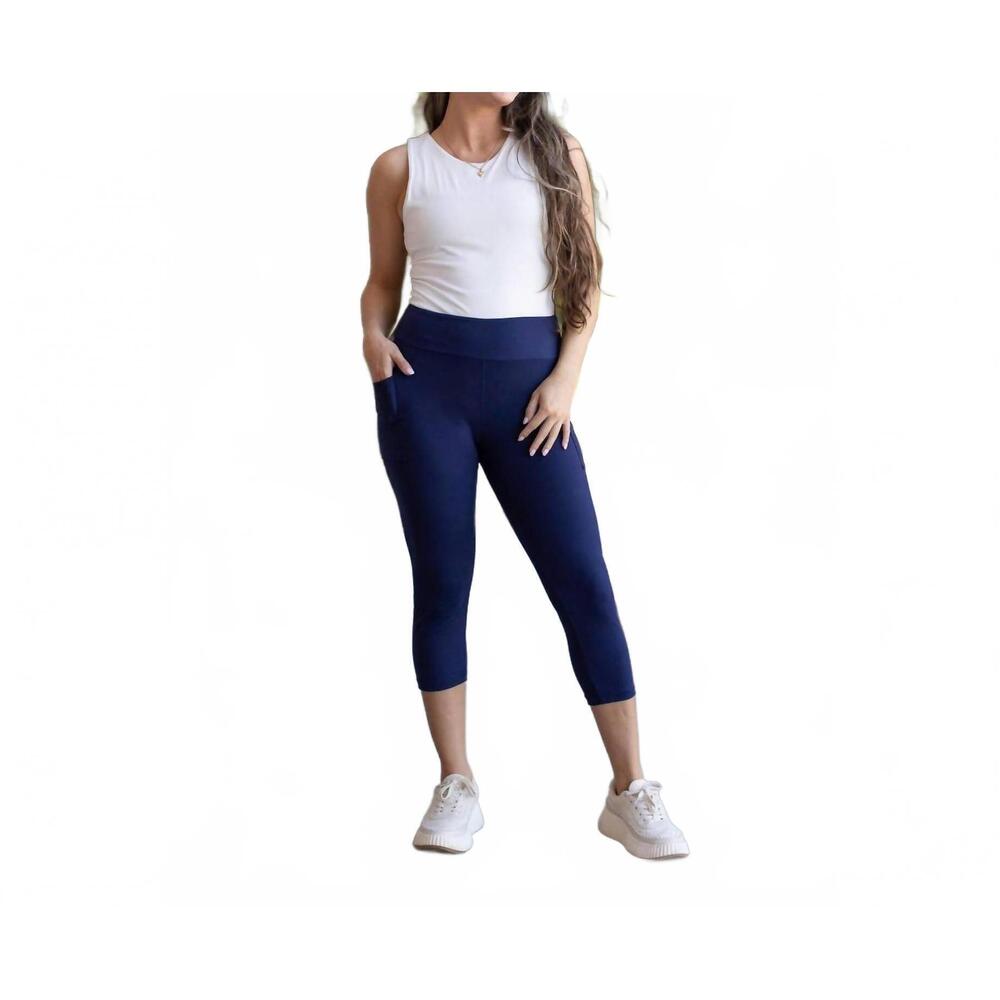 NEW JULIA ROSE nova capri pants with pocket in navy
